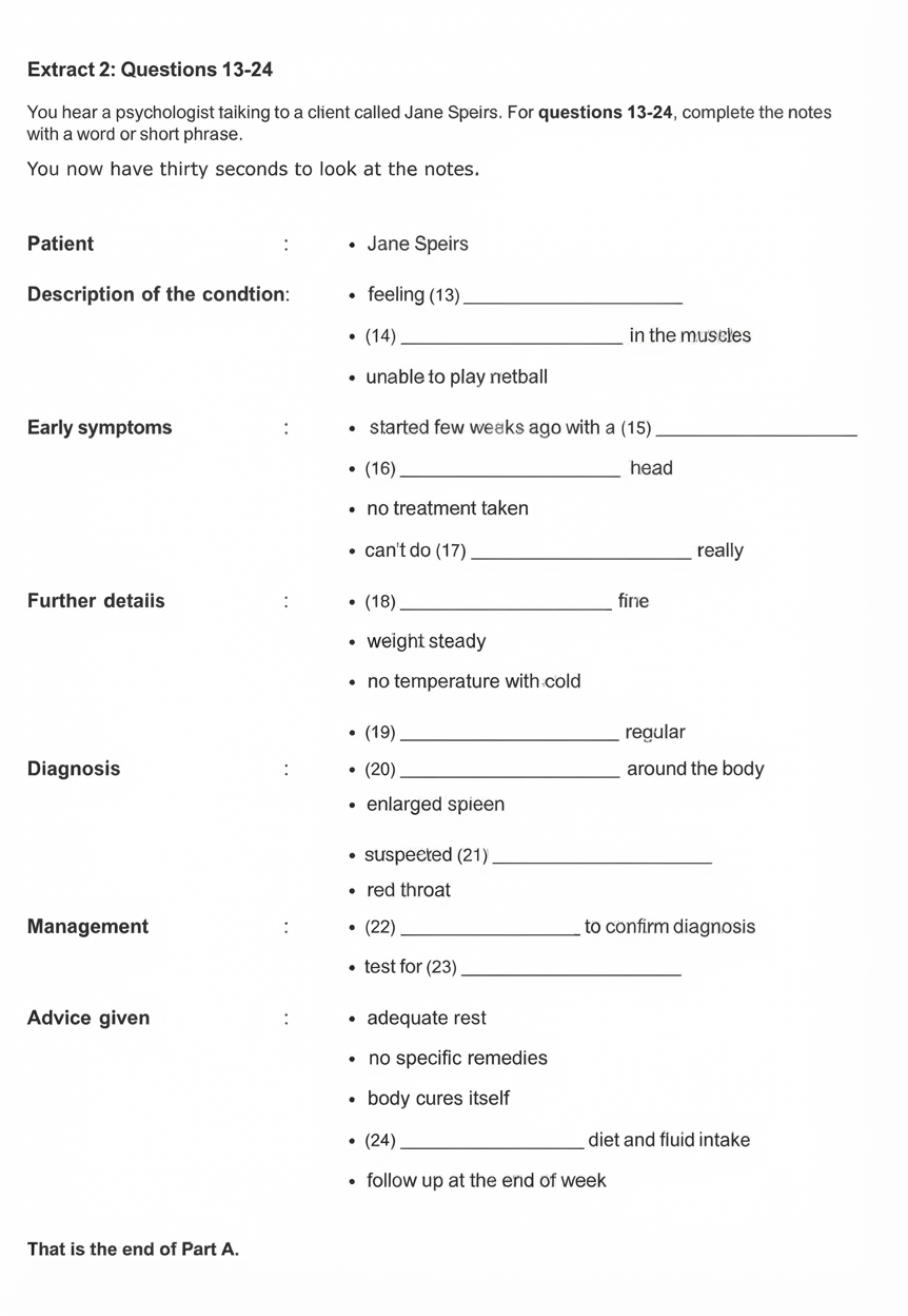 OET Listening Practice Set 1 Question Page 2