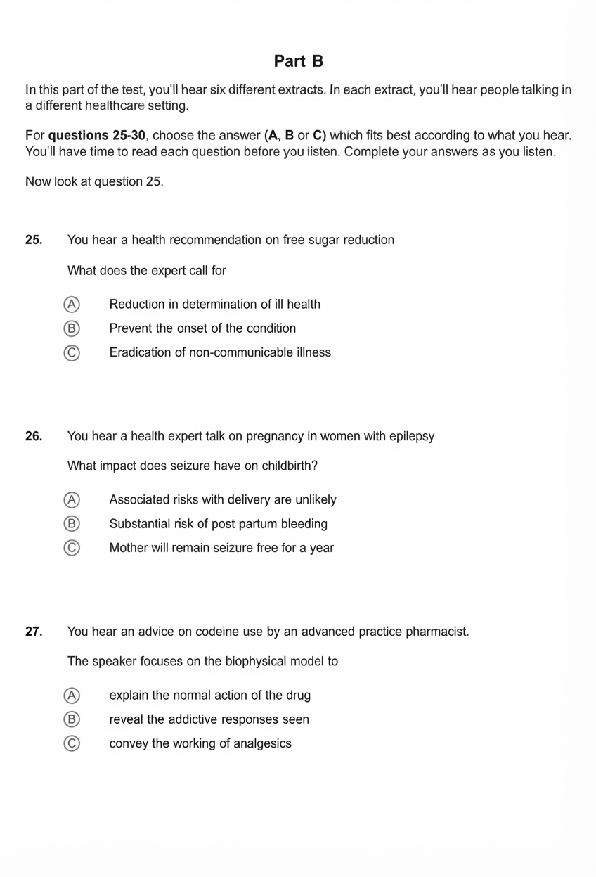 OET Listening Practice Set 1 Question Page 3
