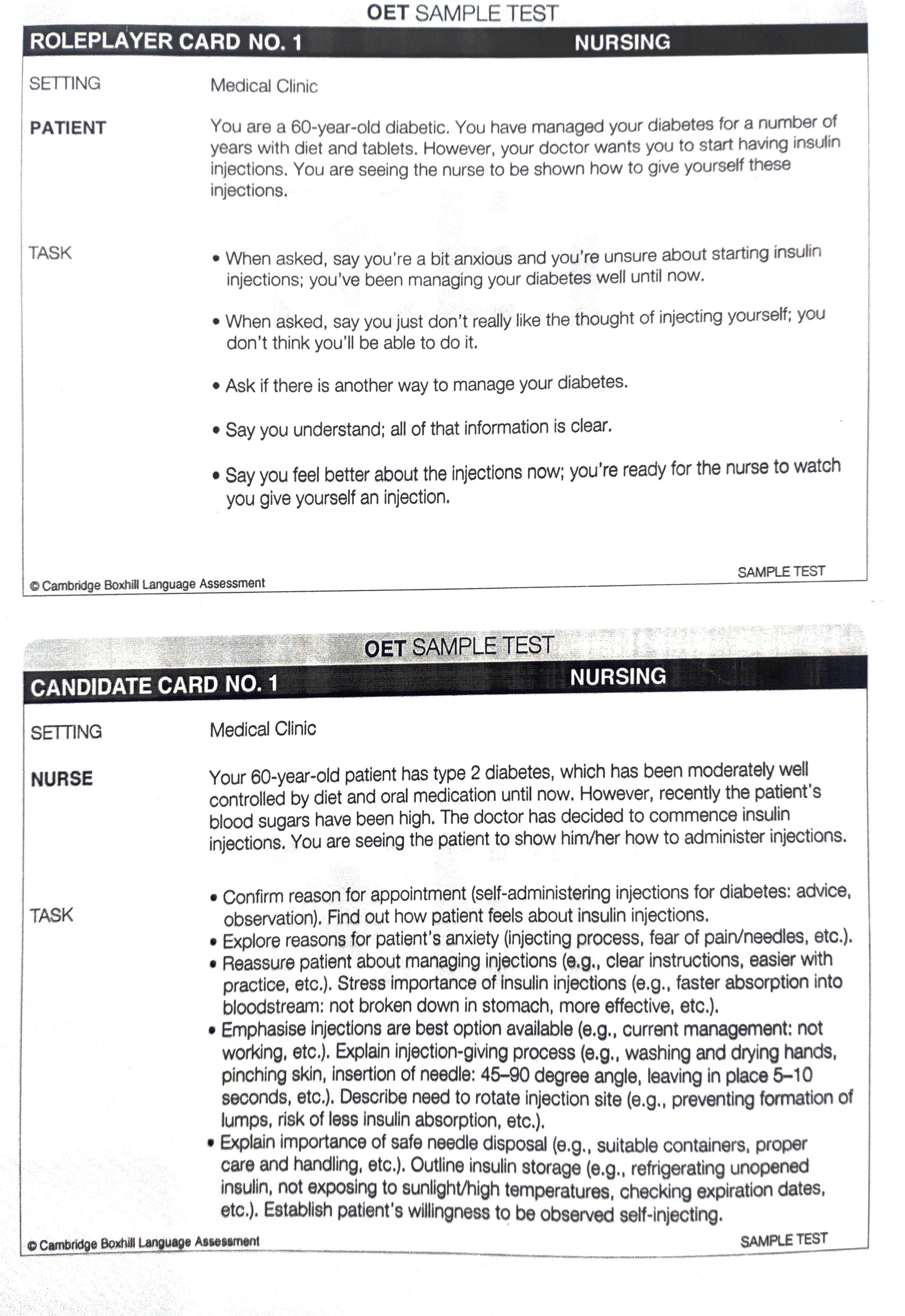 OET Speaking Practice Set 1 Speaking Card 1