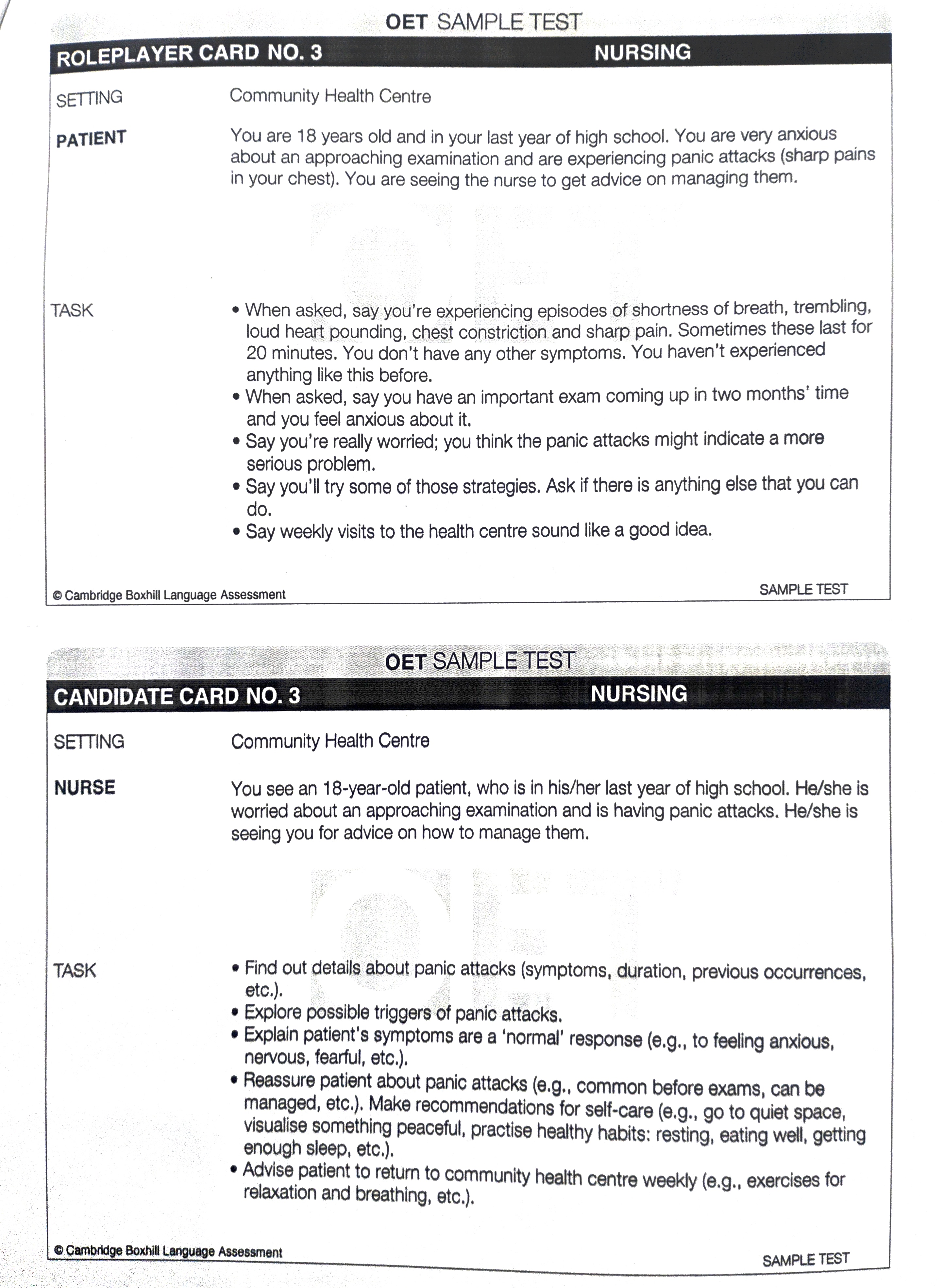 OET Speaking Practice Set 1 Speaking Card 3