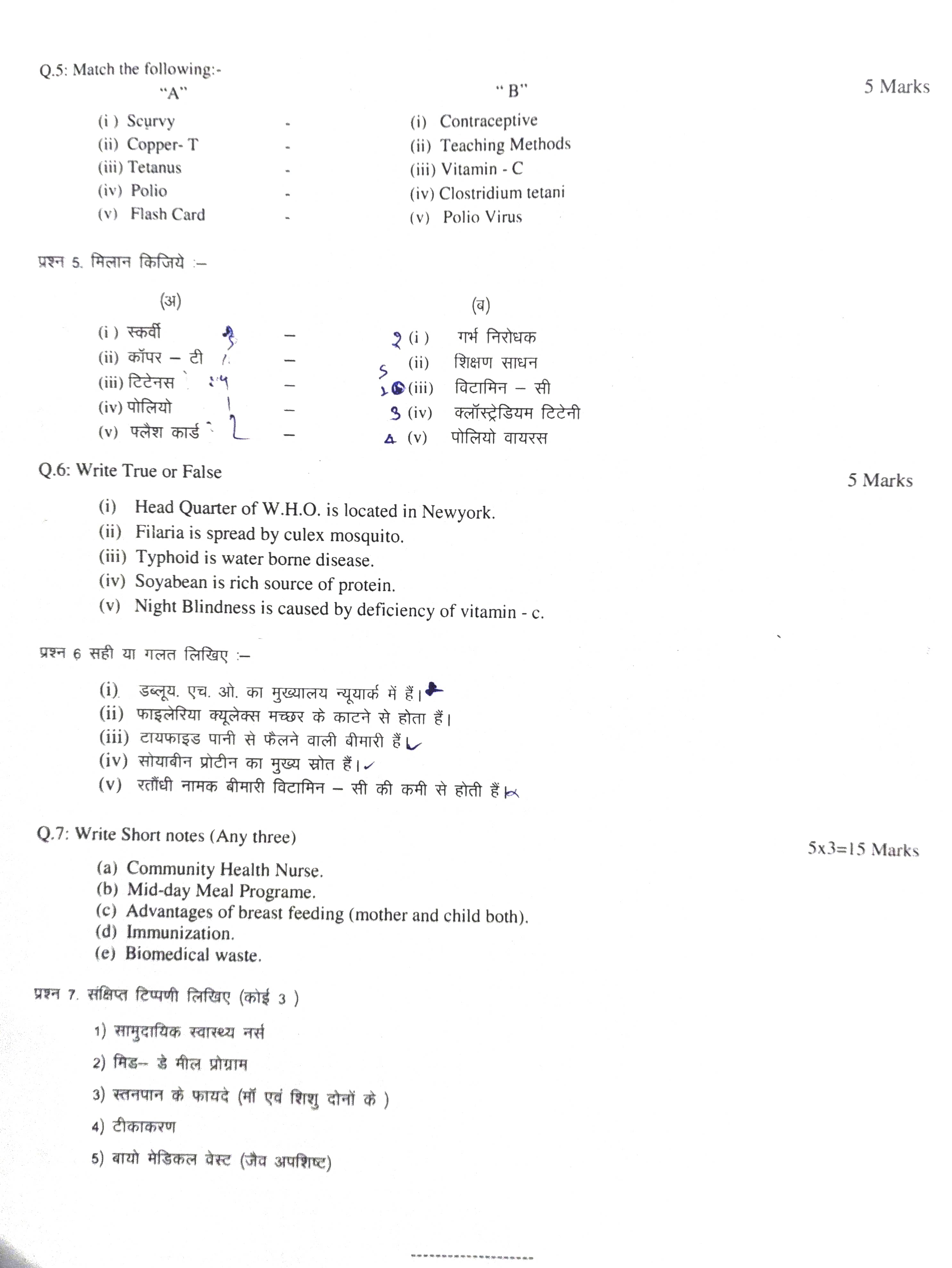 Previous Year Nursing Question Paper 14