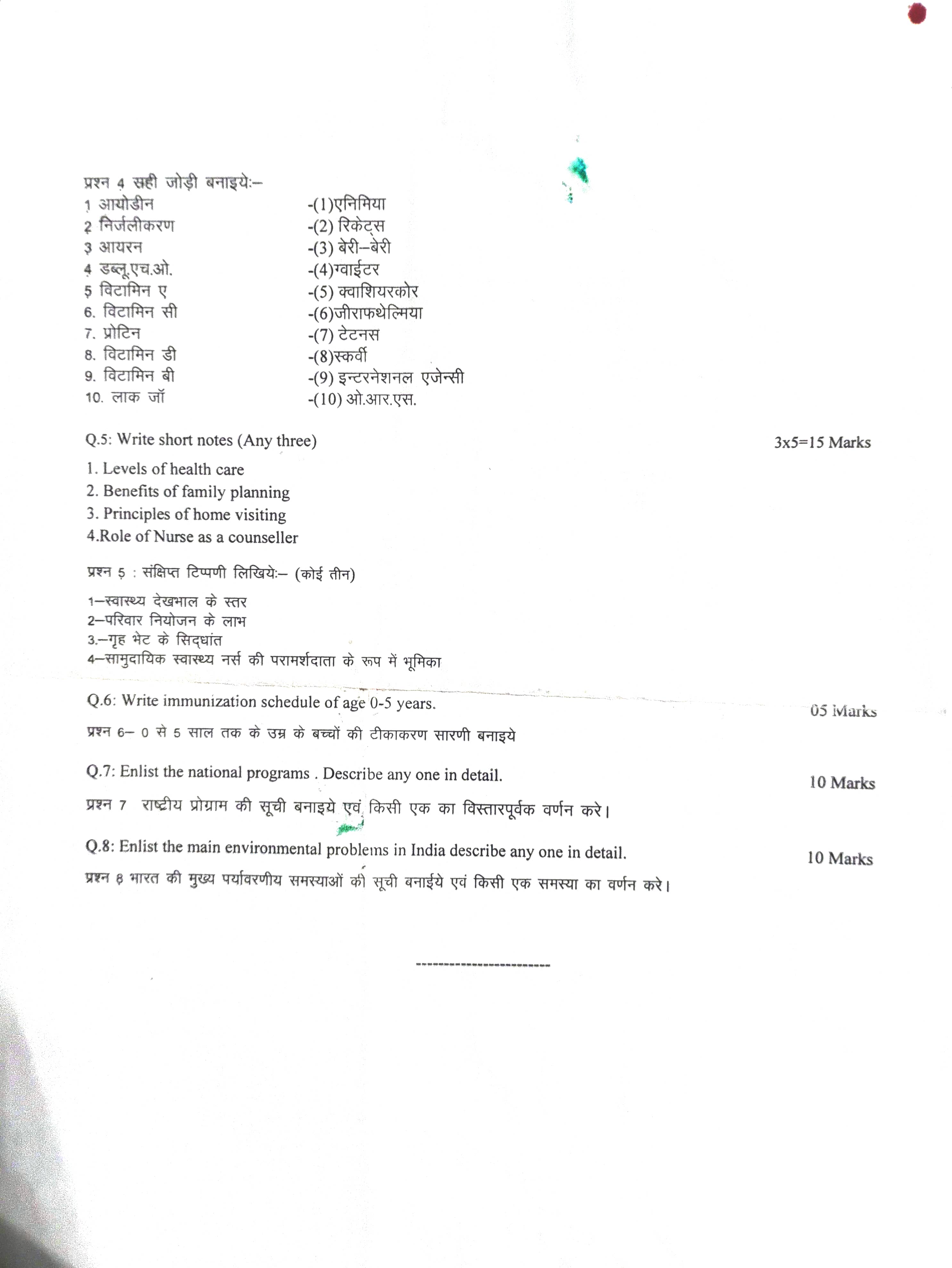 Previous Year Nursing Question Paper 15